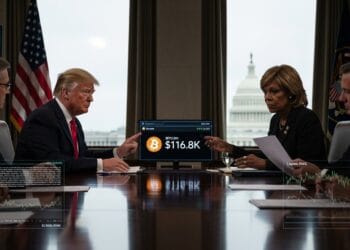 Trump Backs Crypto as Bitcoin Hits $116.8K; Waters Objects